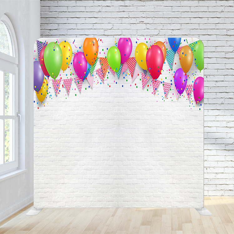 8X8 Pillowcase Tension Backdrop - Birthday Balloons