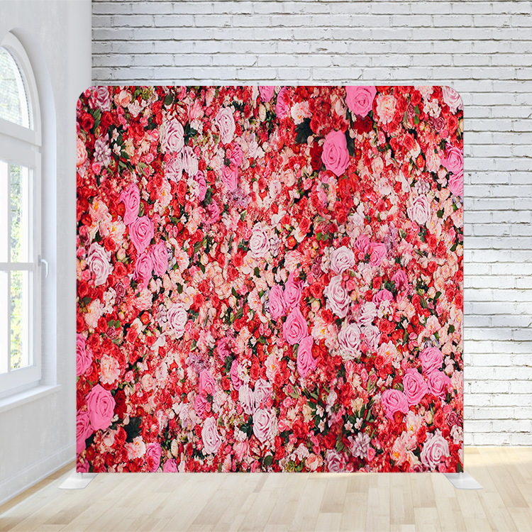 8X8 Pillowcase Tension Backdrop - Pretty N Pink Flowers