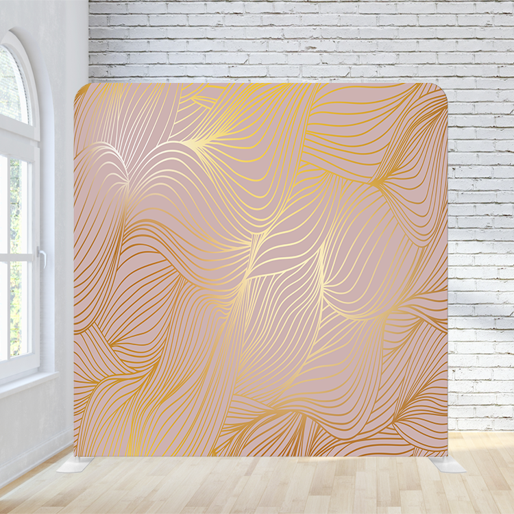 8X8 Pillowcase Tension Backdrop- Gold Swirls with pink