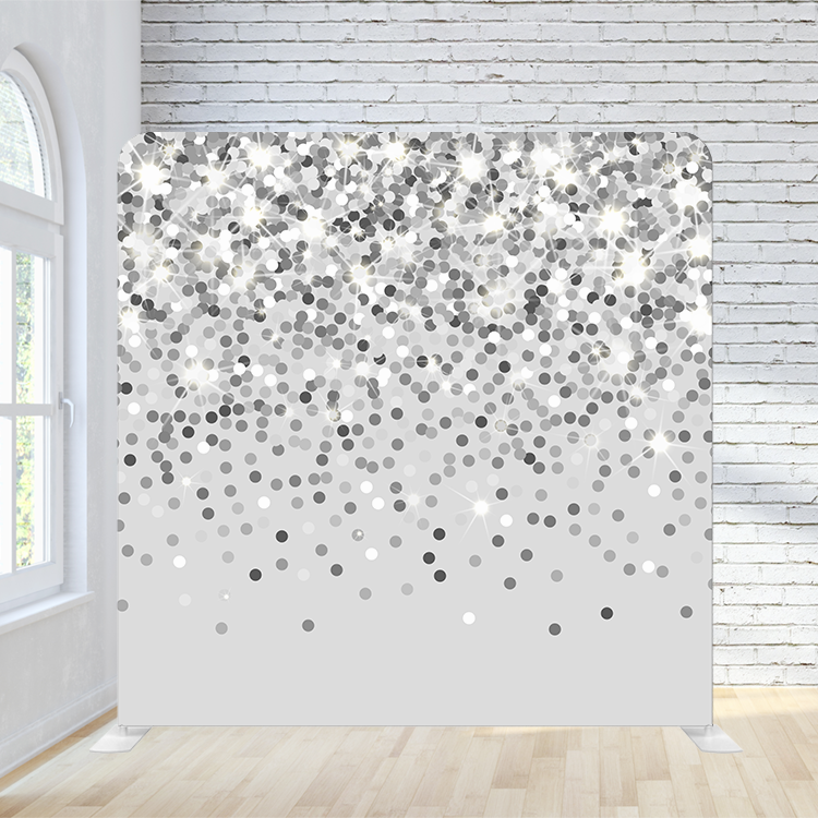 8X8 Pillowcase Tension Backdrop- Grey With  White and Black Dots