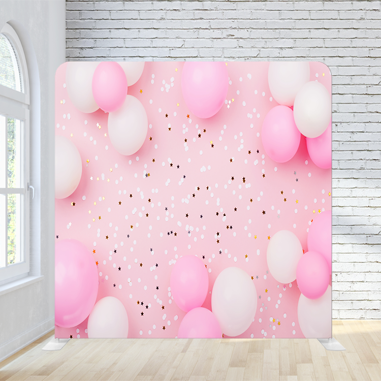 8X8 Pillowcase Tension Backdrop - Pink Balloon Sparkle