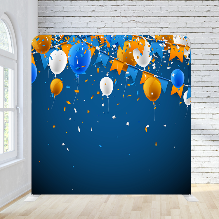 8X8 Pillowcase Tension Backdrop - Blue and Orange Balloon Grad