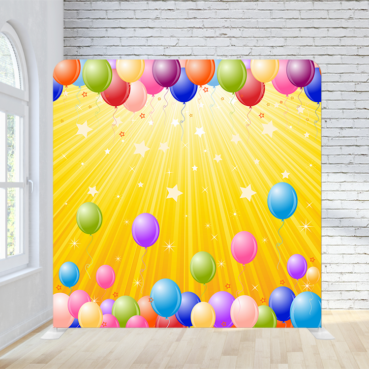 8X8 Pillowcase Tension Backdrop - Rising Colorful Balloons