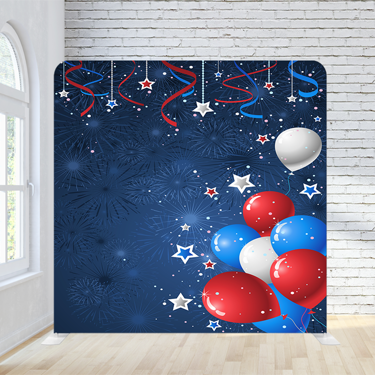 8X8 Pillowcase Tension Backdrop - USA Celebration Balloons