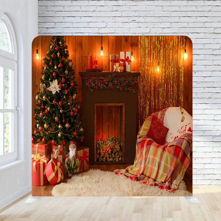 8X8 Pillowcase Tension Backdrop - Realistic Christmas Scene Holiday