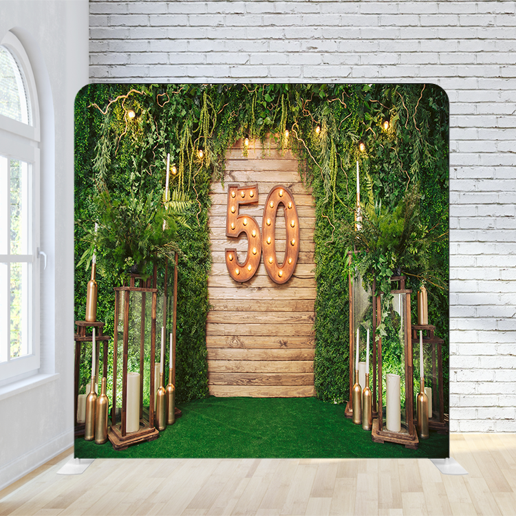 8X8 Pillowcase Tension Backdrop- 50 with Greenery