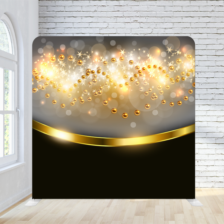 8X8 Pillowcase Tension Backdrop - Gold and Black Sparkle