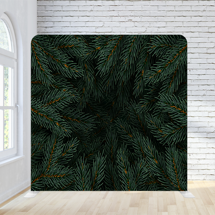 8X8 Pillowcase Tension Backdrop - Green Pine Leaves