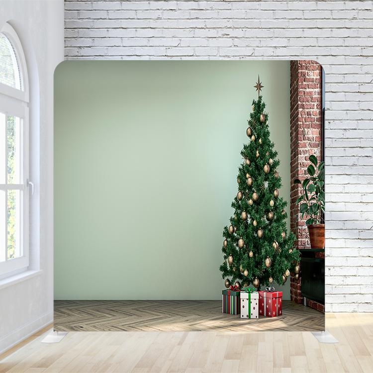 8X8 Pillowcase Tension Backdrop - Plain Holiday Christmas Tree