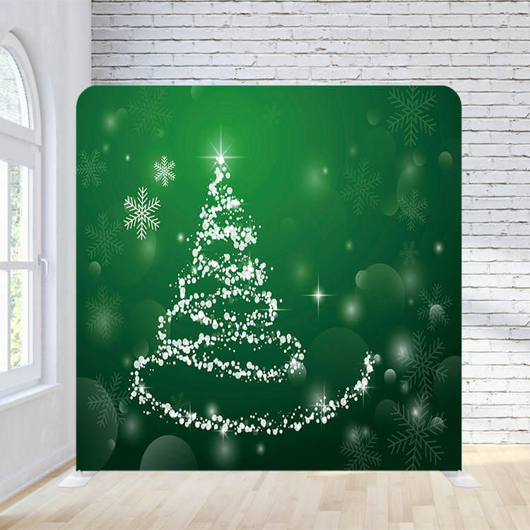 8X8 Pillowcase Tension Backdrop - Sparkle Tree w/ Snowflakes