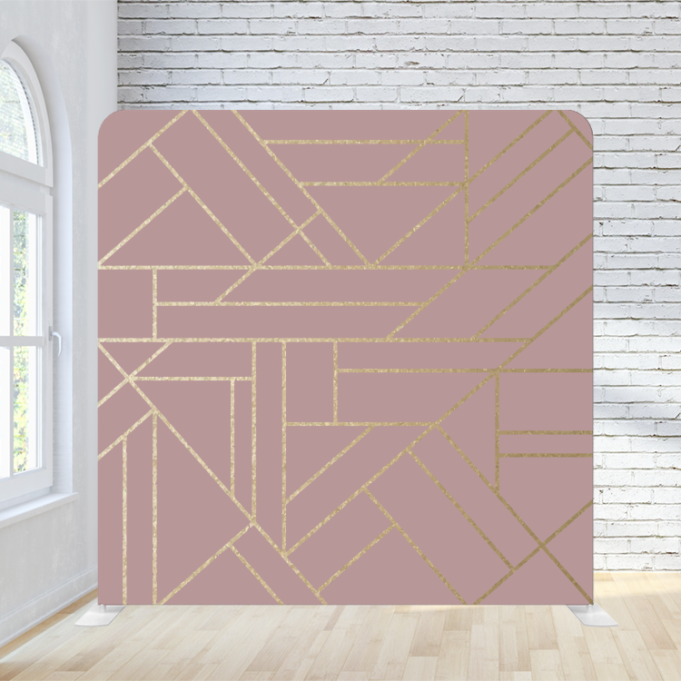 8X8 Pillowcase Tension Backdrop - Gold with Pink Shapes