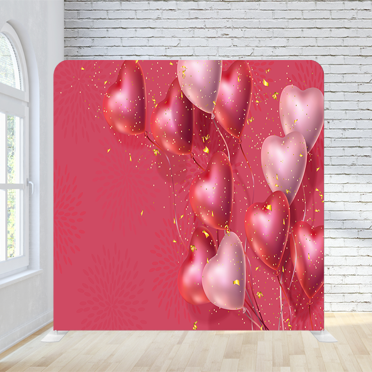 8X8 Pillowcase Tension Backdrop - Valentine Hearts W/ Sparkles