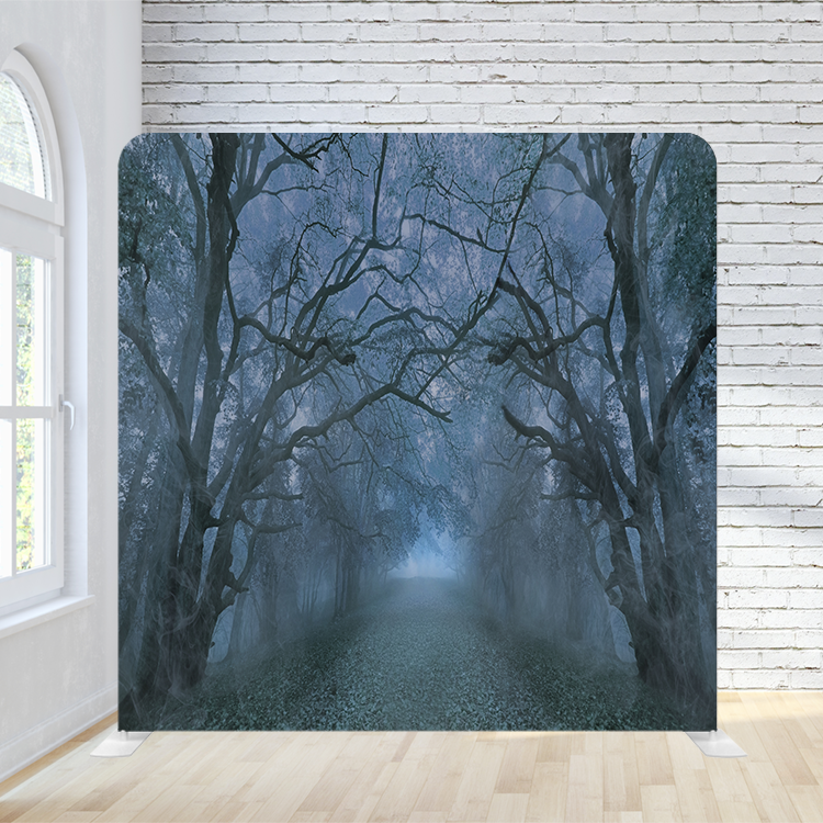 8X8 Pillowcase Tension Backdrop - Spooky Foggy Forest