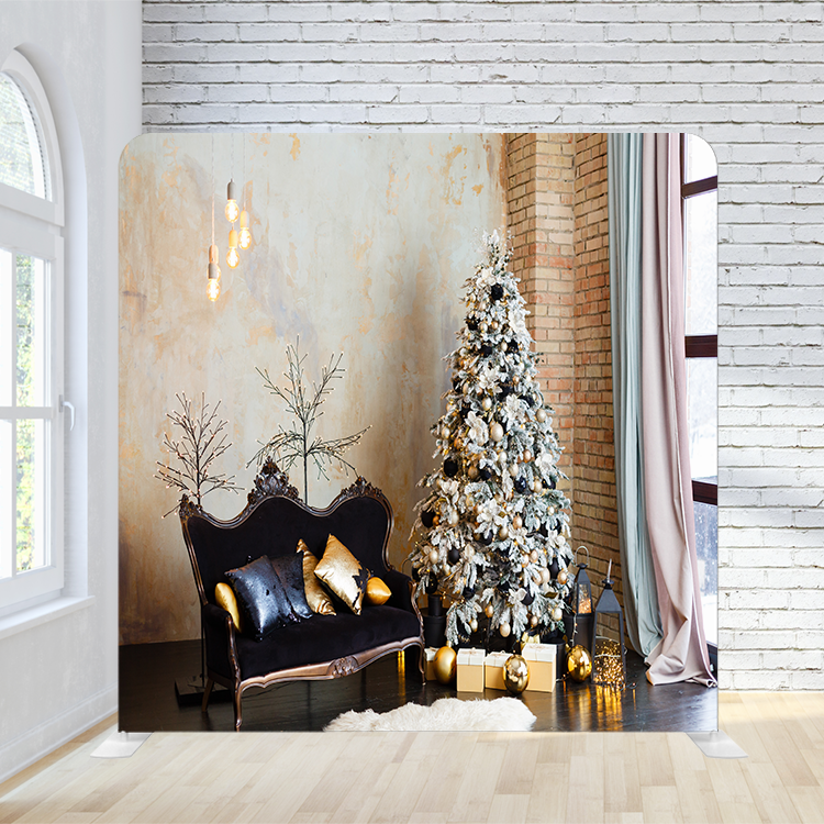 8X8 Pillowcase Tension Backdrop - Elegant Christmas ( Holiday )