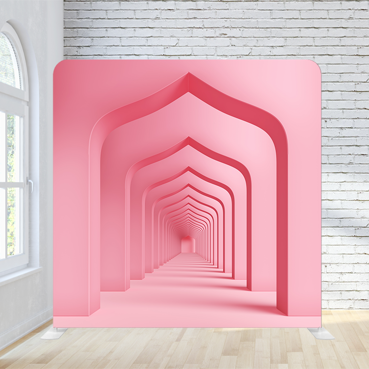 8X8 Pillowcase Tension Backdrop - 3D Tunnel Pink