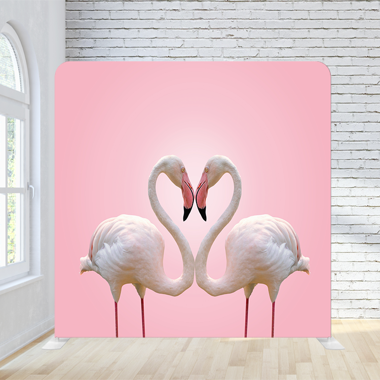 8X8 Pillowcase Tension Backdrop - Flamingo Heart