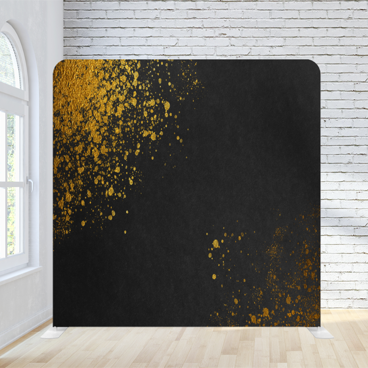 8X8 Pillowcase Tension Backdrop - Black &amp; Gold Sparkle