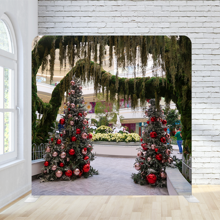 8X8 Pillowcase Tension Backdrop - Calming Christmas Trees ( Holiday )