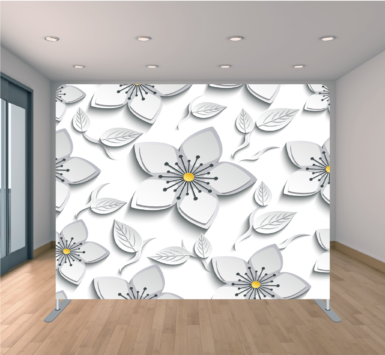 8X8ft Pillowcase Tension Backdrop- 3D White Paper Leaf