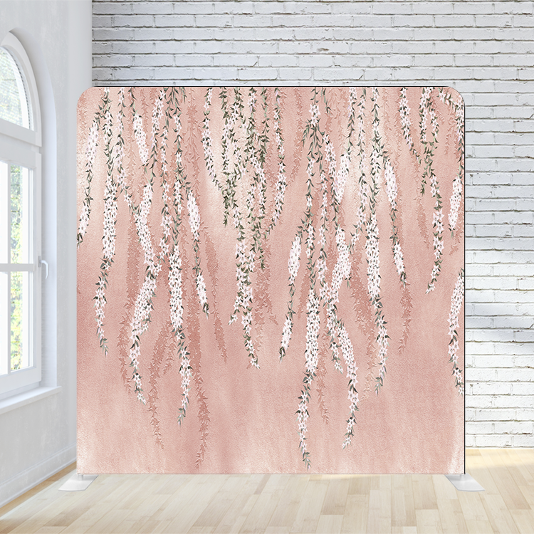 8X8 Pillowcase Tension Backdrop- Rose Gold Flowers