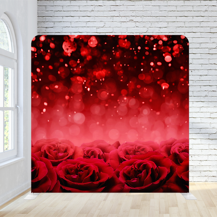 8X8 Pillowcase Tension Backdrop - Red Rose Sparkle