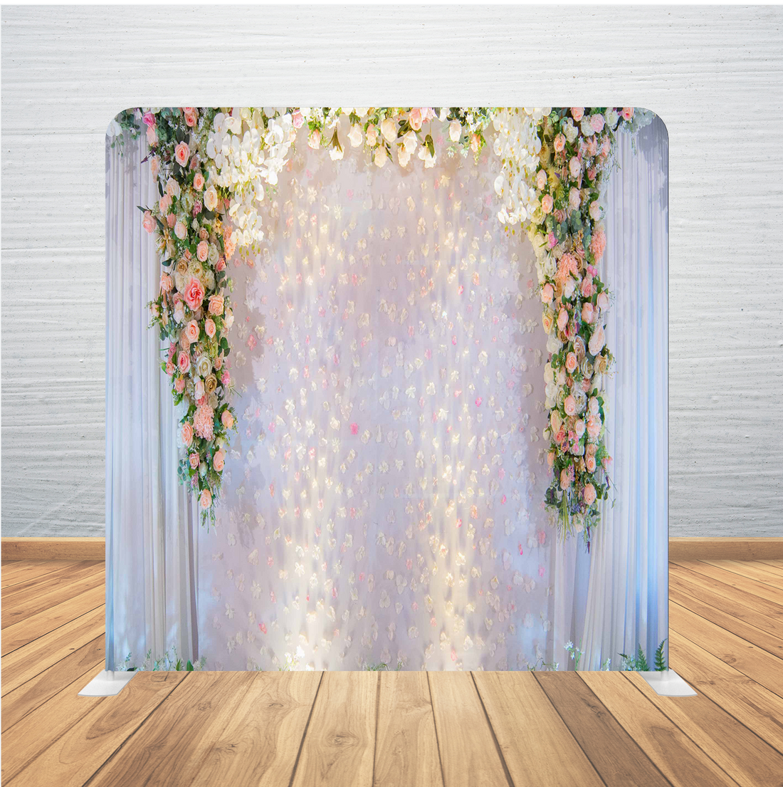8X8 Pillowcase Tension Backdrop- Floral Sides with Drapery