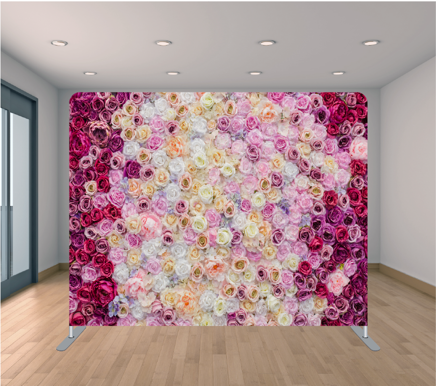 8X8ft Pillowcase Tension Backdrop- All Around Roses