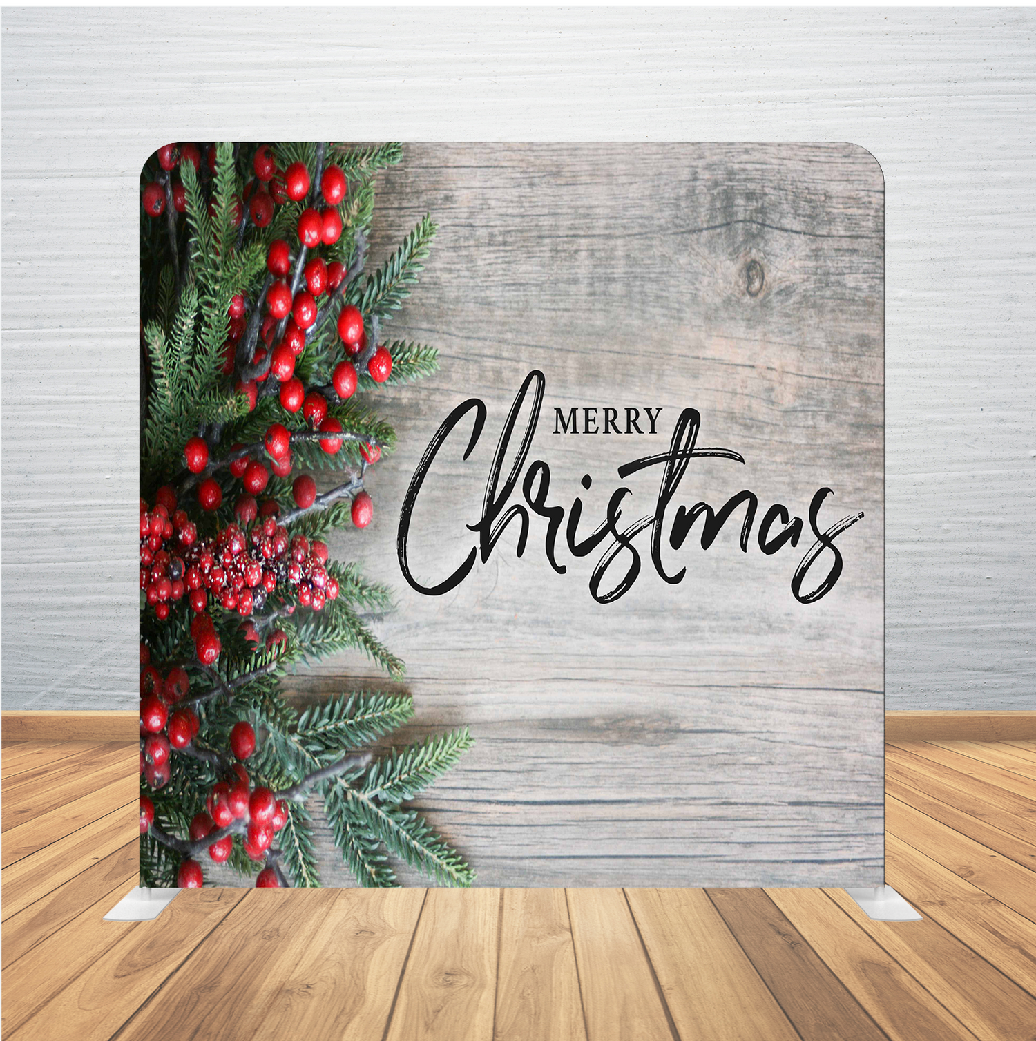 8X8 Pillowcase Tension Backdrop- Merry Christmas Pine Tree
