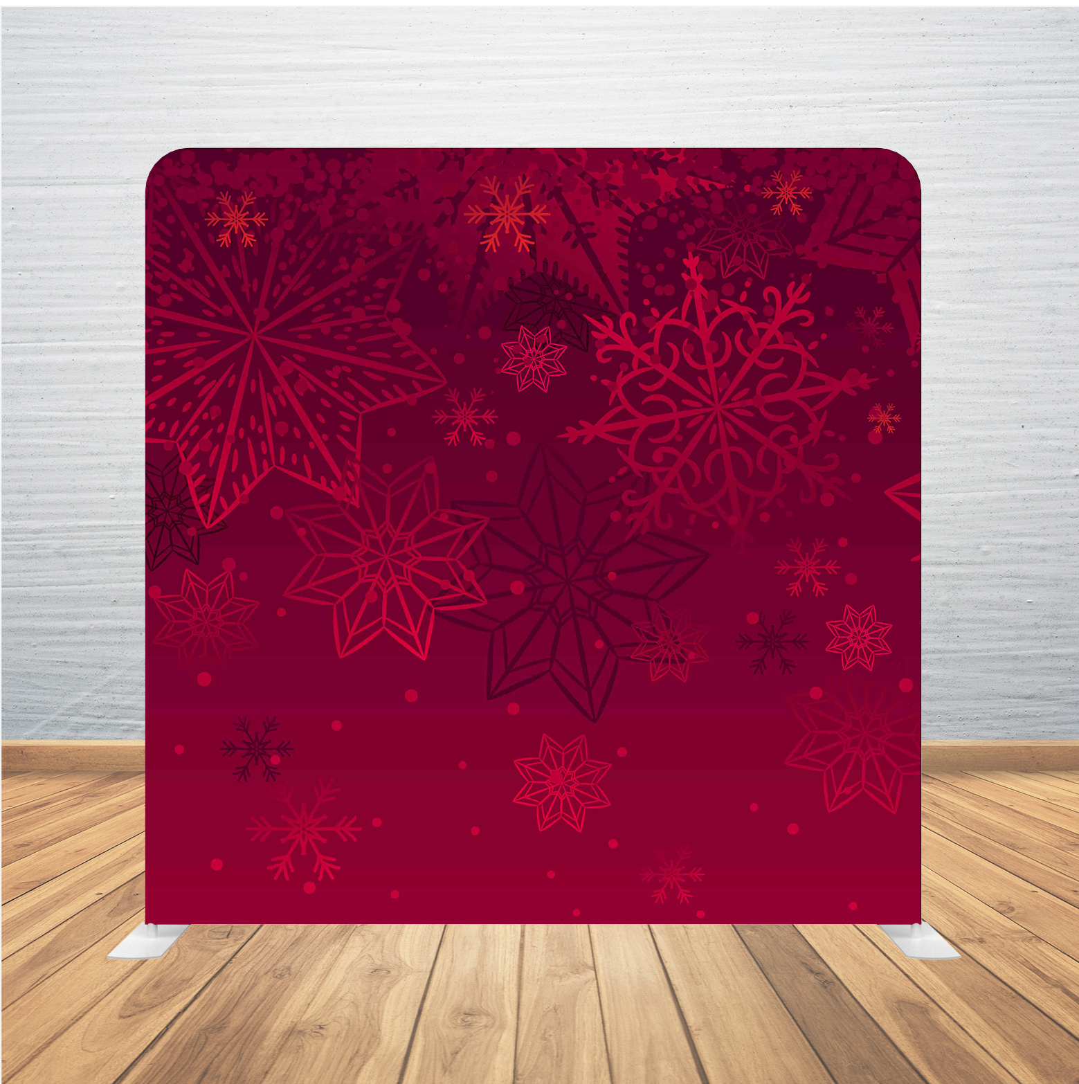 8X8 Pillowcase Tension Backdrop- Red Snowflakes