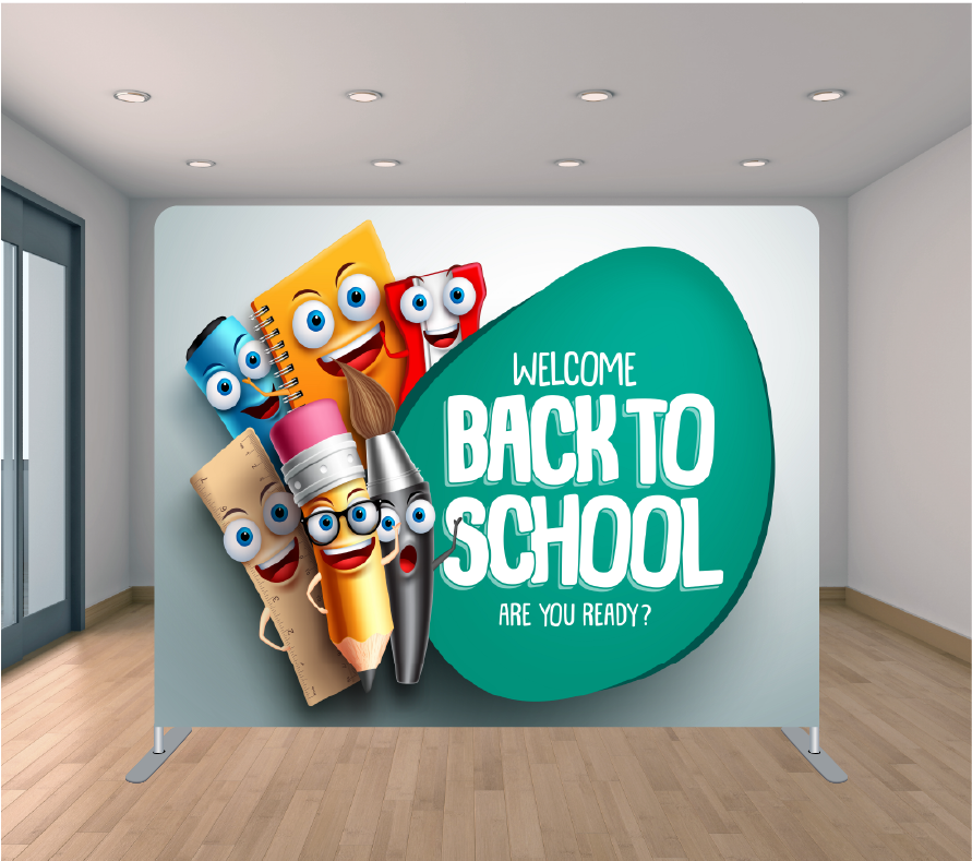 8x8ft Pillowcase Tension Backdrop - Back To School