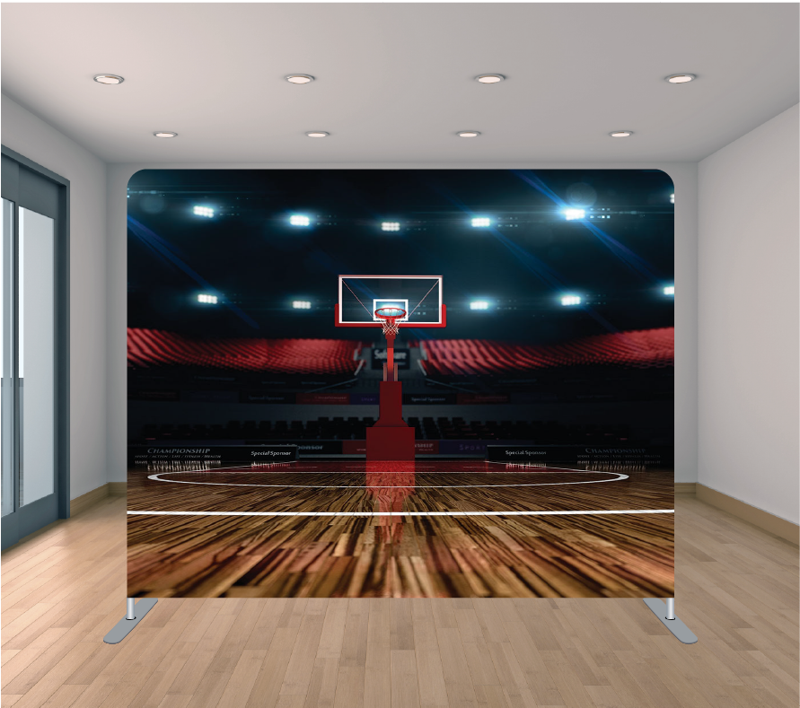 8X8ft Pillowcase Tension Backdrop- Basketball Court