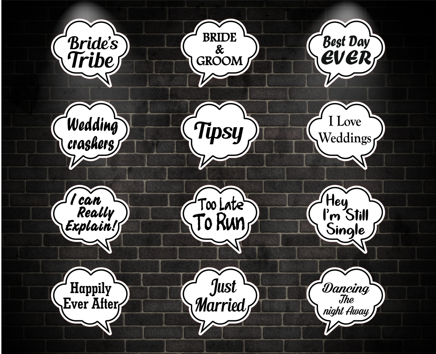 Wedding Oversized Speech Bubble Signs includes Free Shipping