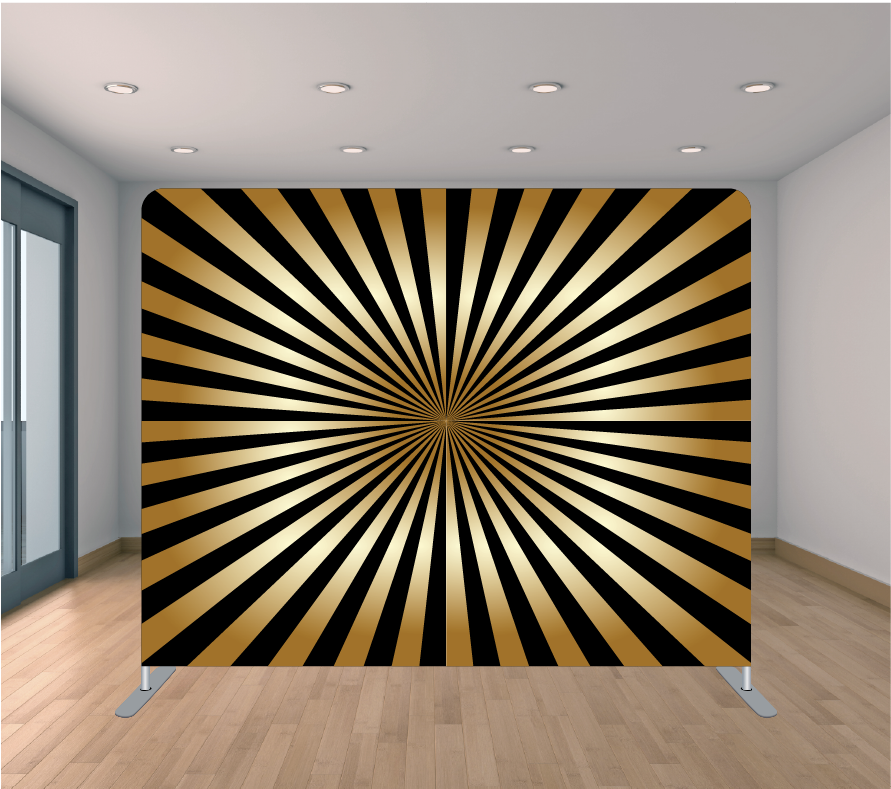 8X8 Pillowcase Tension Backdrop- Black and Gold Rays