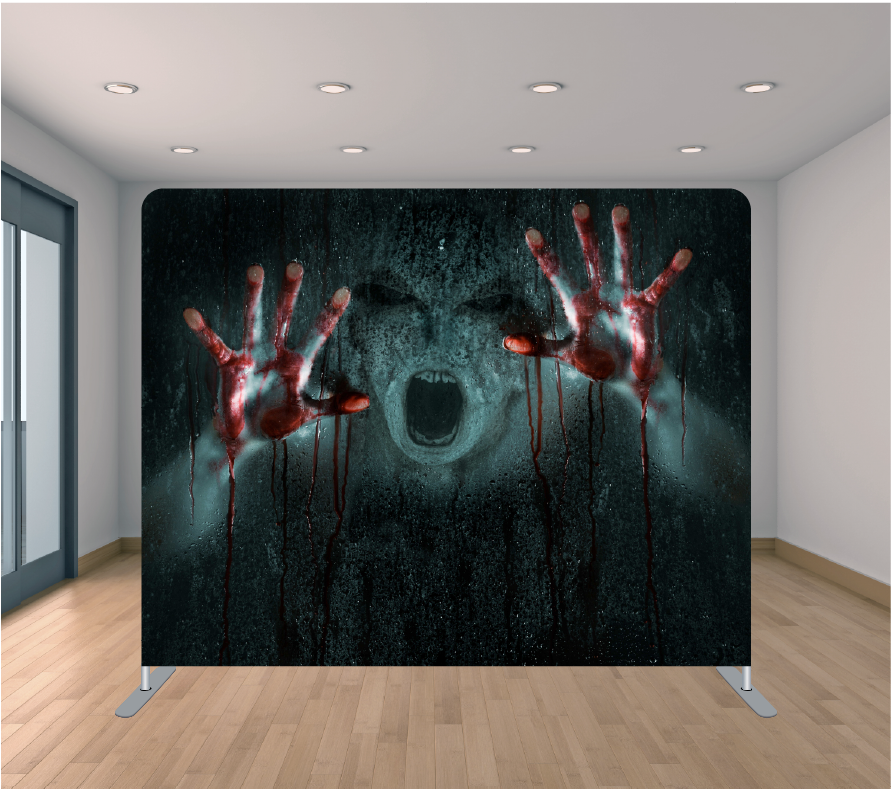 8x8ft Pillowcase Tension Backdrop- Bloody Hands (Halloween)