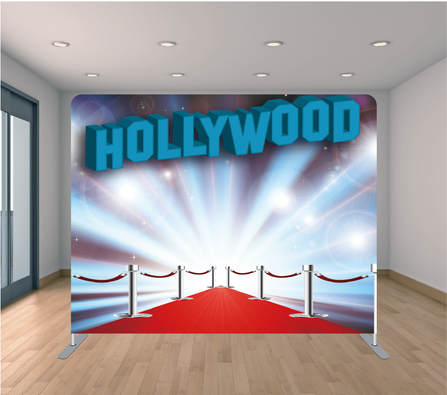 8X8ft Pillowcase Tension Backdrop- Blue Hollywood