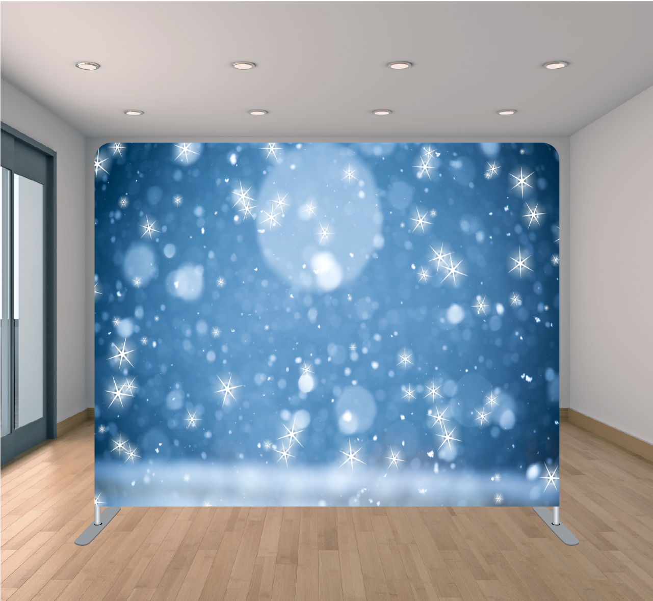 8X8 Pillowcase Tension Backdrop- Blue Star Bokeh