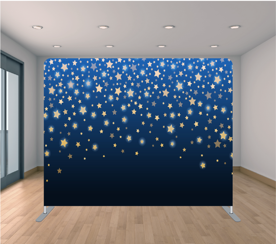 8X8ft Pillowcase Tension Backdrop- Blue Stars