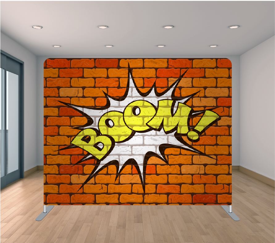 8x8ft Pillowcase Tension Backdrop- Brickwall Boom