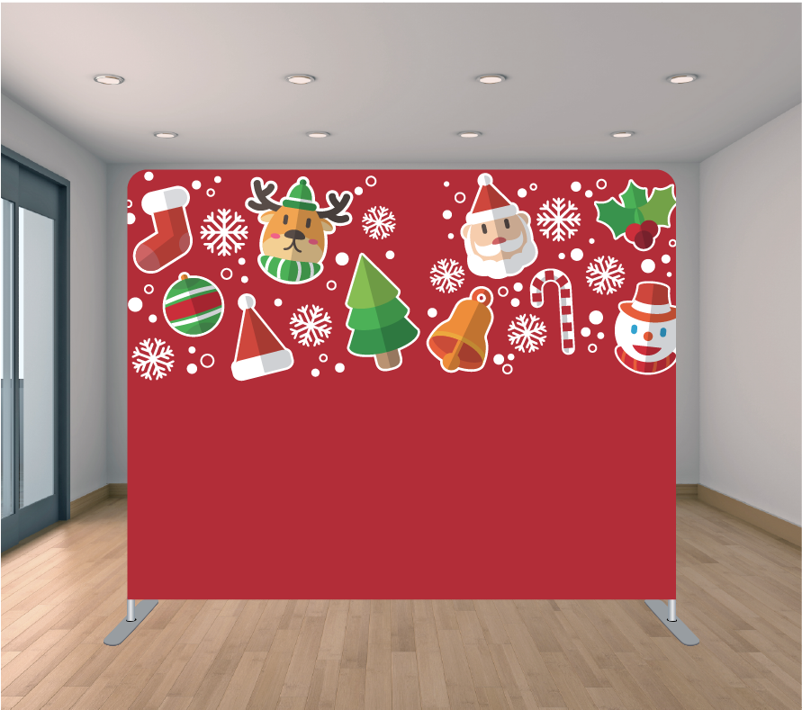 8X8ft Pillowcase Tension Backdrop- Candy Stockings (Holiday)