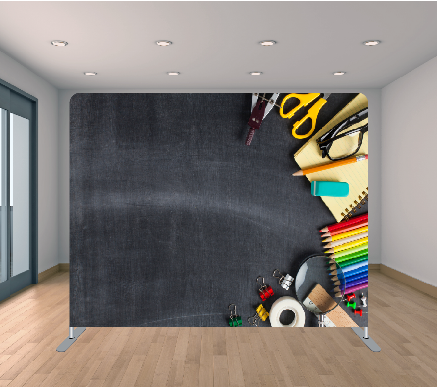 8x8ft Pillowcase Tension Backdrop- Chalkboard School
