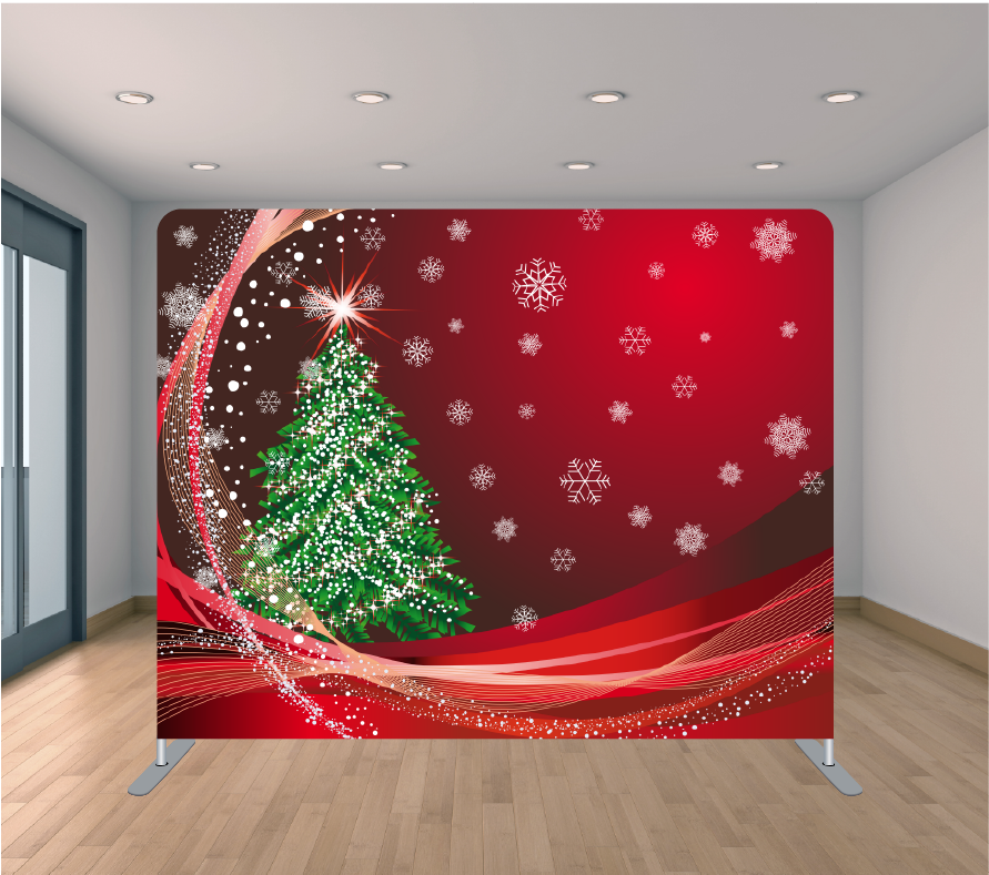 8X8ft Pillowcase Tension Backdrop- Christmas Flakes (Holiday)