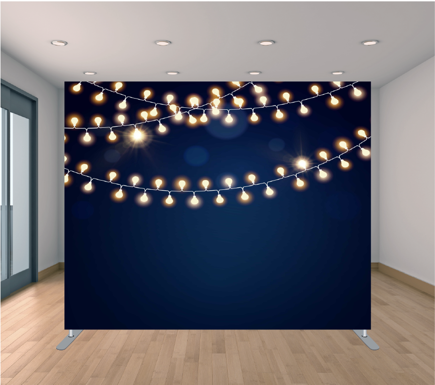 8X8ft Pillowcase Tension Backdrop- Dark Blue with Lights