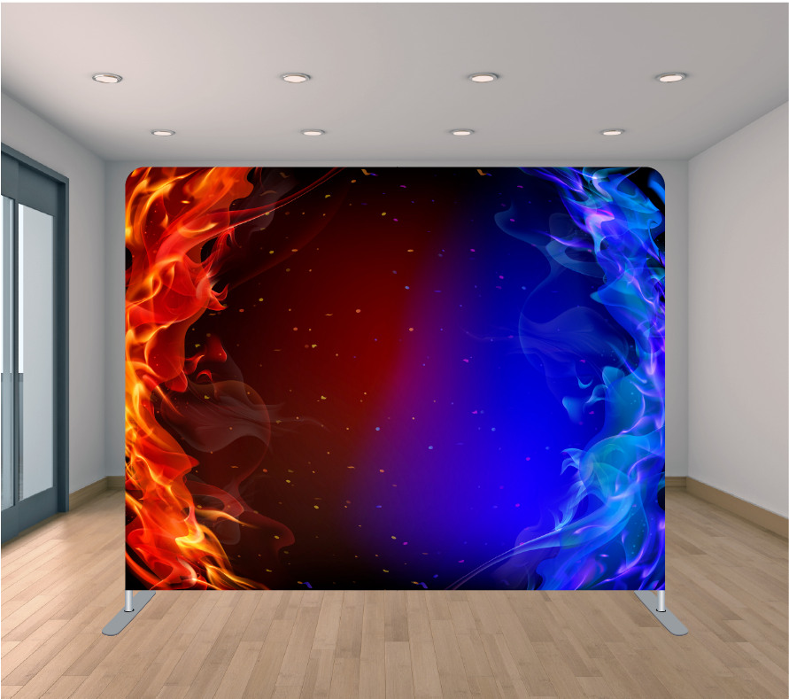 8X8ft Pillowcase Tension Backdrop- Fire and Ice