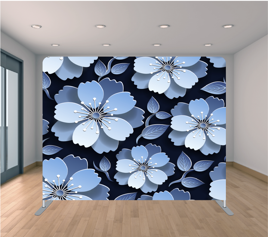 8X8ft Pillowcase Tension Backdrop- Flower Blue