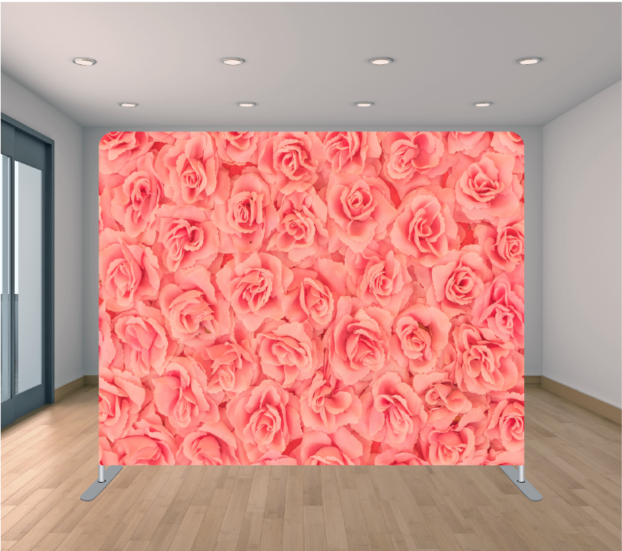 8x8ft Pillowcase Tension Backdrop- Peach Roses