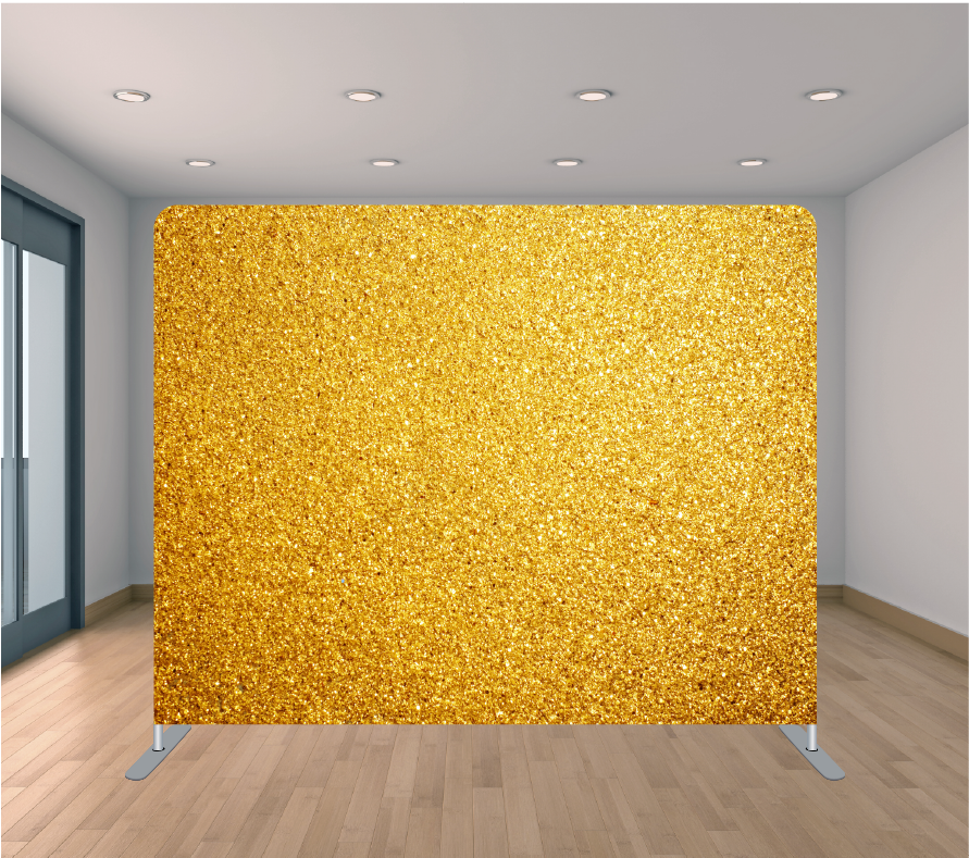 8X8ft Pillowcase Tension Backdrop- Gold Sparkle