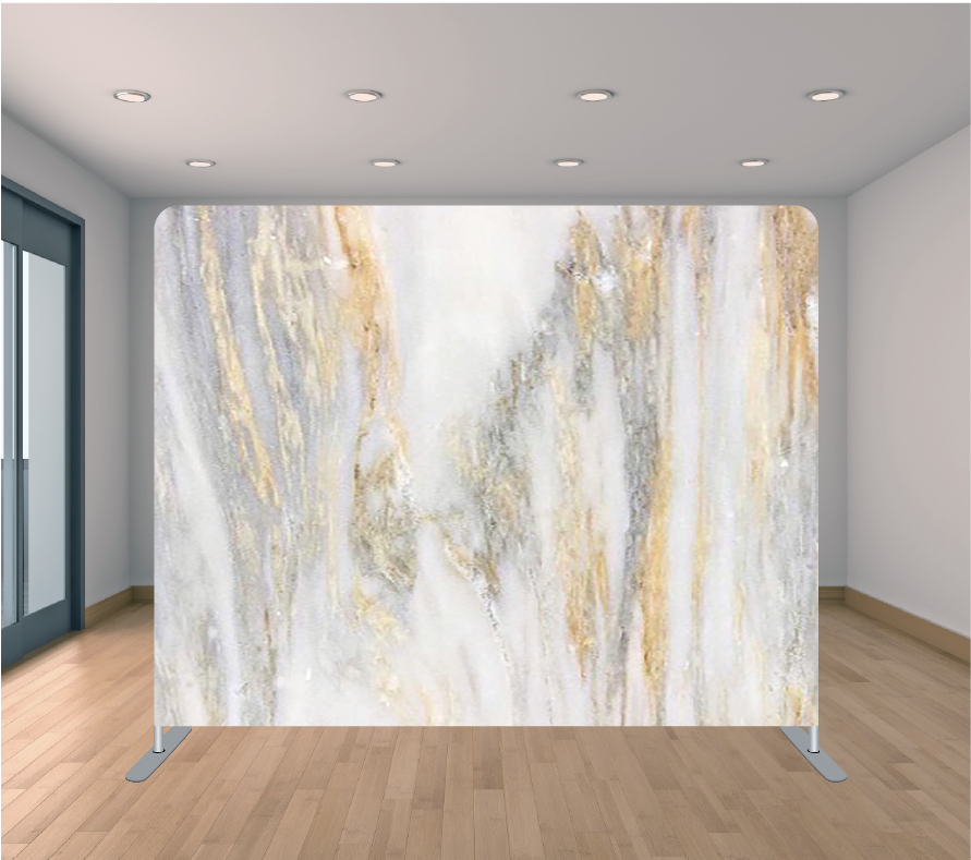 8X8ft Pillowcase Tension Backdrop- Grey Gold Marble