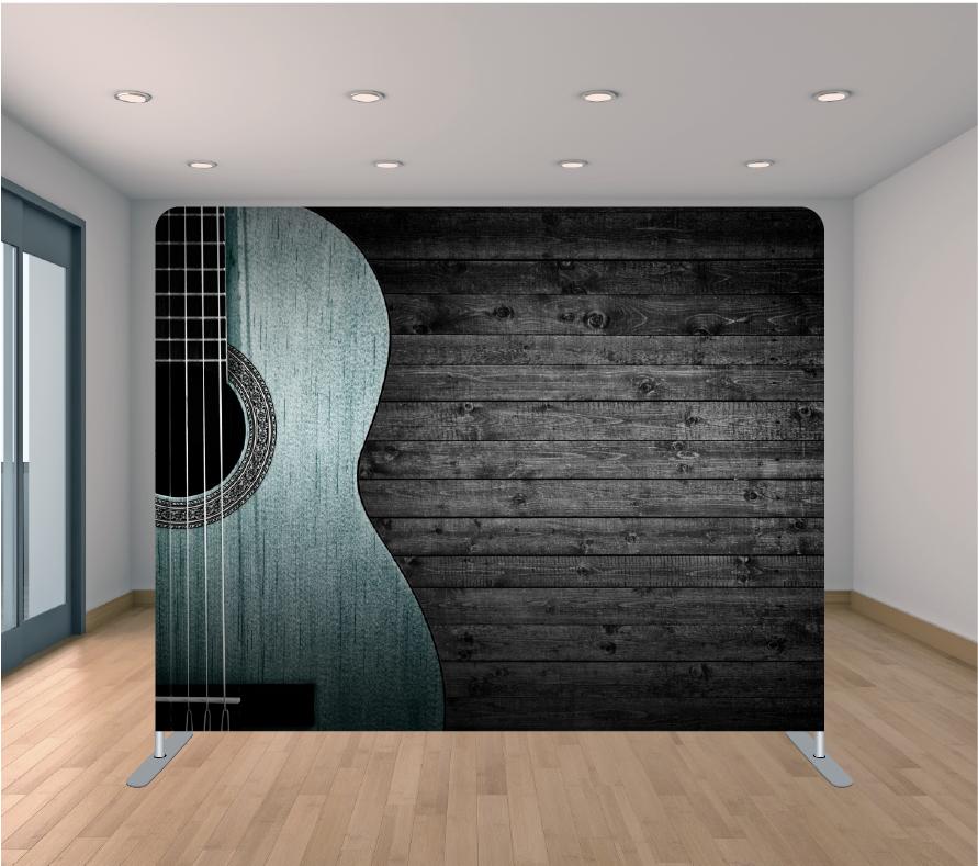 8x8ft Pillowcase Tension Backdrop- Guitar Wood Wall