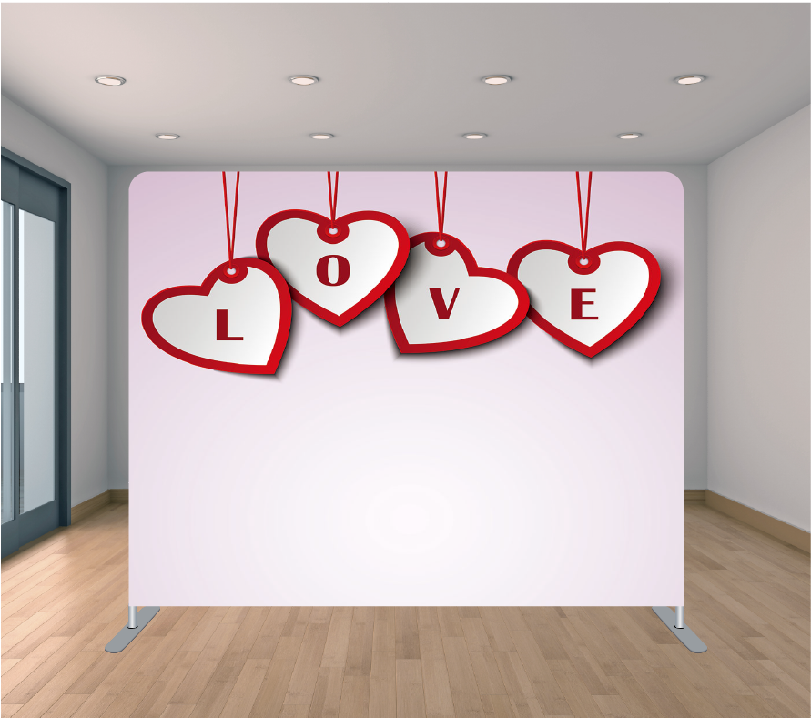 8X8ft Pillowcase Tension Backdrop- Hanging Red Love