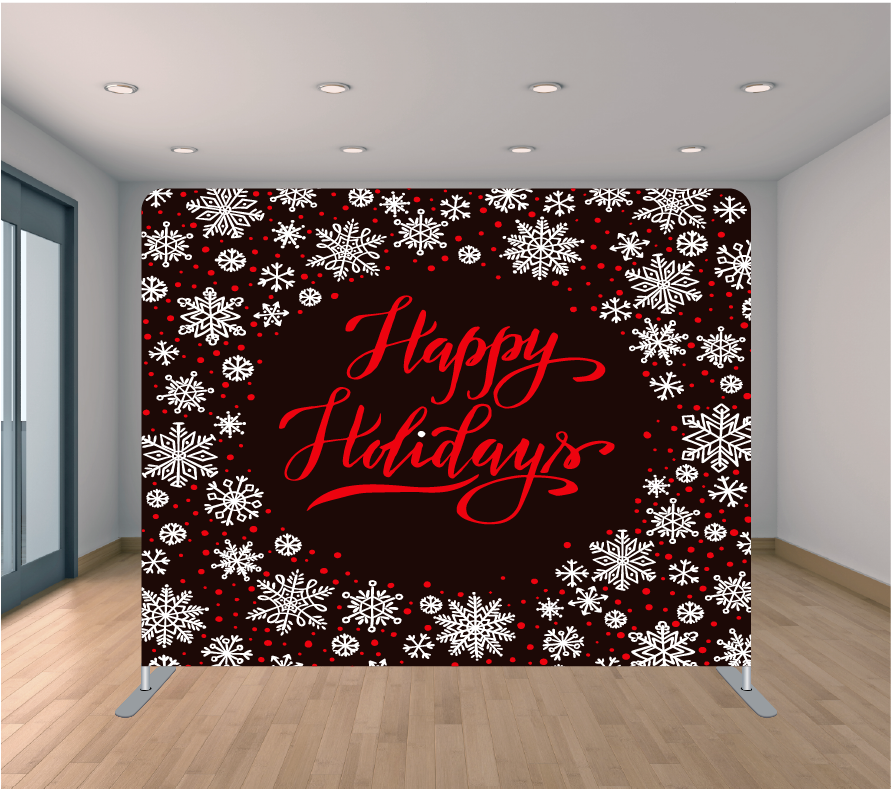 8X8ft Pillowcase Tension Backdrop- Happy Holidays